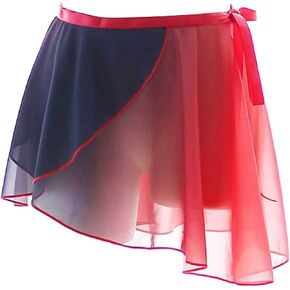 KKmeter Women Gradient Chiffon Ballet Wrap Skirt Asymmetric Dance Skate Over Scarf Tutu Miniskirt