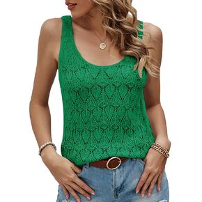 Womens Sleeveless Tank Tops Summer Knit Sweater Vest Casual Cami Shirts Tops