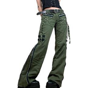 Indie Aesthetics Jeans for Women Gothic Punk Wide Leg Long Length Denim Pants Y2k Loose Casual Jeans Streetwear in Kuwait
