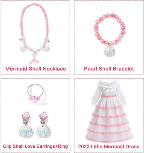 Zalongye ذا ليتل ميرميد 2023 فستان أزرق للفتيات لحفلات الهالوين حورية البحر الصغيرة الأميرة زي فستان الأرض in Kuwait