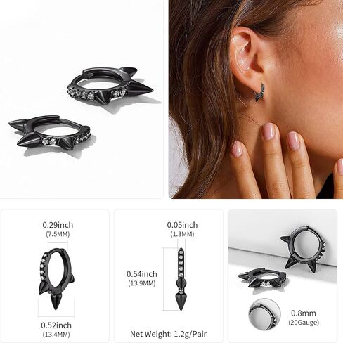 ChicSilver 925 فضة أقراط صغيرة للنساء هيبوالرجينيك خفيفة الوزن مكعب زركونيا أبيض أقراط Huggie in Kuwait