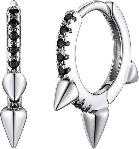 ChicSilver 925 فضة أقراط صغيرة للنساء هيبوالرجينيك خفيفة الوزن مكعب زركونيا أبيض أقراط Huggie in Kuwait