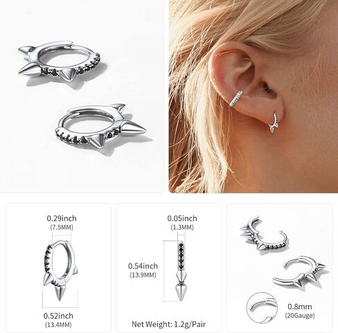 ChicSilver 925 فضة أقراط صغيرة للنساء هيبوالرجينيك خفيفة الوزن مكعب زركونيا أبيض أقراط Huggie in Kuwait