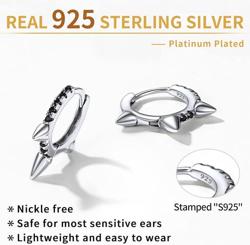 ChicSilver 925 فضة أقراط صغيرة للنساء هيبوالرجينيك خفيفة الوزن مكعب زركونيا أبيض أقراط Huggie in Kuwait