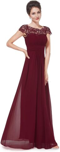Ever-Pretty Women's Cap Sleeve Ruched Lace Round Neck Chiffon Formal Evening Gowns 09993-US in Kuwait