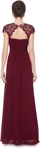 Ever-Pretty Women's Cap Sleeve Ruched Lace Round Neck Chiffon Formal Evening Gowns 09993-US in Kuwait