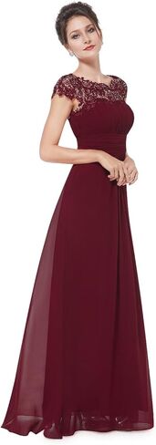 Ever-Pretty Women's Cap Sleeve Ruched Lace Round Neck Chiffon Formal Evening Gowns 09993-US in Kuwait