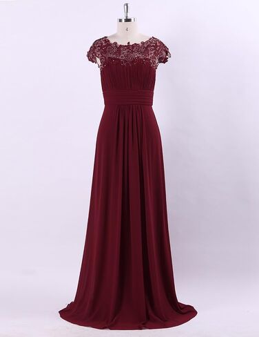 Ever-Pretty Women's Cap Sleeve Ruched Lace Round Neck Chiffon Formal Evening Gowns 09993-US in Kuwait