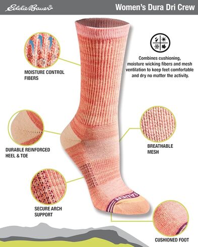 Eddie Bauer Women's Dura Dri Moisture Control Crew Socks Multipack in Saudi Arabia