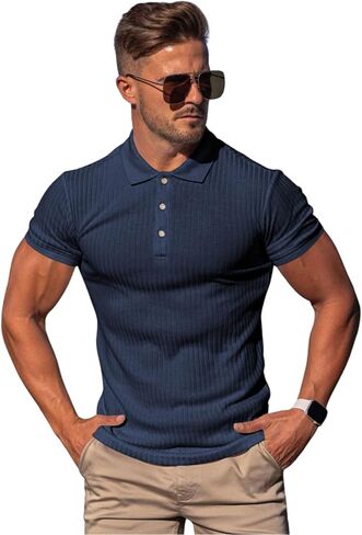 KESIHAN Men's Polo Shirts Shorts Sleeve Casual Slim Fit Workout Shirts in Kuwait