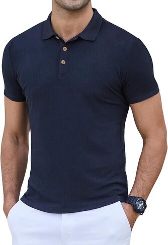 KESIHAN Men's Polo Shirts Shorts Sleeve Casual Slim Fit Workout Shirts in Kuwait