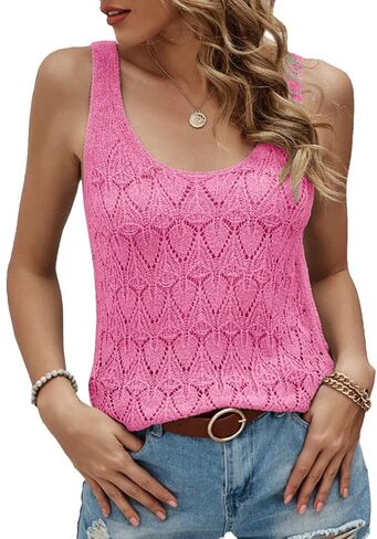 Womens Sleeveless Tank Tops Summer Knit Sweater Vest Casual Cami Shirts Tops in Saudi Arabia