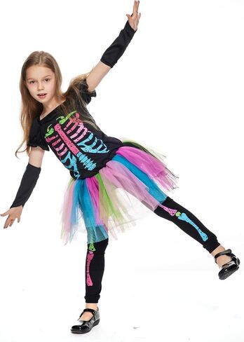 EraSpooky Girl’s Halloween Skeleton Dress Costume Tutu Skirt Scary Cosplay in Saudi Arabia