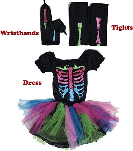 EraSpooky Girl’s Halloween Skeleton Dress Costume Tutu Skirt Scary Cosplay in Saudi Arabia