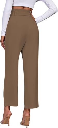 LYANER Women's Casual Solid High Waist Tie Front Wide Leg with Pockets Office Flowy Pants in Saudi Arabia