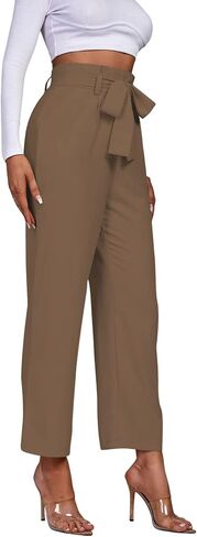 LYANER Women's Casual Solid High Waist Tie Front Wide Leg with Pockets Office Flowy Pants in Saudi Arabia