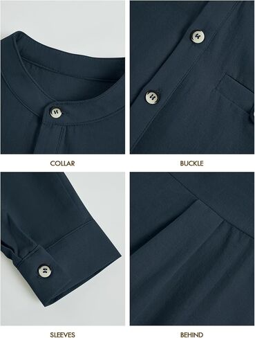 قمصان Meikulo للأولاد بأكمام طويلة من Henley من الكتان بياقة الماندرين وأزرار سفلية تي شيرت للأعمار من 4 إلى 12 سنة in Kuwait