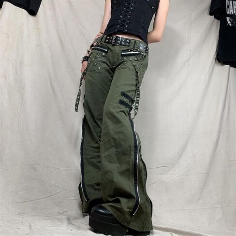 Indie Aesthetics Jeans for Women Gothic Punk Wide Leg Long Length Denim Pants Y2k Loose Casual Jeans Streetwear in Kuwait