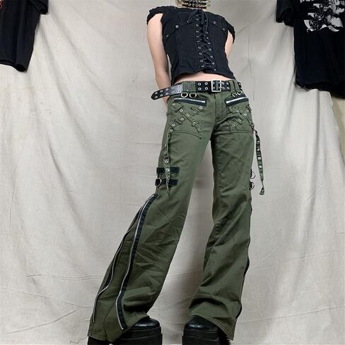 Indie Aesthetics Jeans for Women Gothic Punk Wide Leg Long Length Denim Pants Y2k Loose Casual Jeans Streetwear in Kuwait