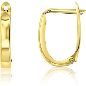 14K الذهب الأصفر 2x12mm-15mm مصقول جولة أو بيضاوية Huggie هوب الاقراط
