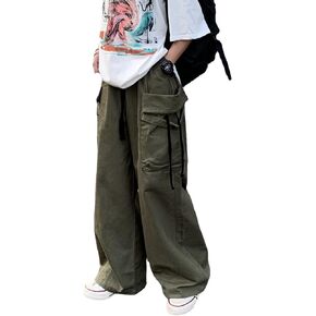 Cargo Pants Women Baggy Y2K Streetwear Cotton Solid Vintage Loose Fit with Pockets Palazzo in Saudi Arabia