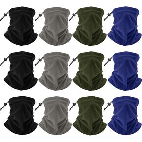 PODALOA 12 Pieces Fleece Neck Warmer For Women Men, Winter Neck Gaiter Skiing Windproof Face Scarf Covering in Kuwait