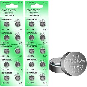 SKOANBE 10PCS SR521SW AG0 LR521 379 1.5v Button Coin Cell Watch Battery in Kuwait