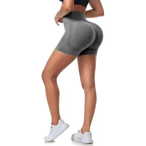 شورت نسائي من WANAYOU لرفع المؤخرة والتمارين الرياضية، شورت عالي الخصر لراكبي الدراجات النارية، شورت رياضي لليوجا بدون خياطة مكشكش in Kuwait