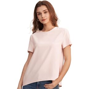LILYSILK Silk Blouses for Women Short Sleeve 100 Pure Mulberry 22 Momme Ladies Silk Tops Button Slit Back Closure in Kuwait