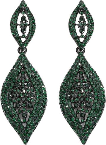 VANGETIMI Fashion Rhinestone Crystal Wedding Earrings for Women Bridal Bridesmaid Long Leaf Chandelier Teardrop Dangle Earrings Jewelry in Kuwait