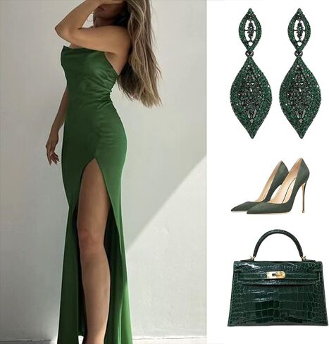 VANGETIMI Fashion Rhinestone Crystal Wedding Earrings for Women Bridal Bridesmaid Long Leaf Chandelier Teardrop Dangle Earrings Jewelry in Kuwait