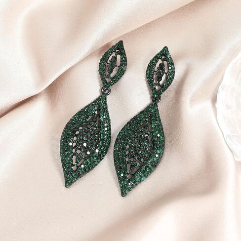 VANGETIMI Fashion Rhinestone Crystal Wedding Earrings for Women Bridal Bridesmaid Long Leaf Chandelier Teardrop Dangle Earrings Jewelry in Kuwait
