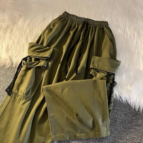 Cargo Pants Women Baggy Y2K Streetwear Cotton Solid Vintage Loose Fit with Pockets Palazzo in Saudi Arabia