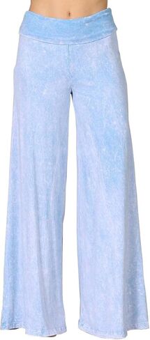 HEYHUN Womens Casual Tie Dye Solid Wide Leg Bottom Boho Hippie Lounge Palazzo Pants S-3XL in Kuwait