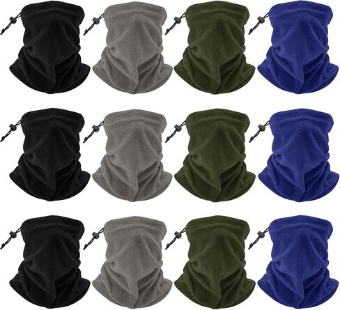 PODALOA 12 Pieces Fleece Neck Warmer For Women Men, Winter Neck Gaiter Skiing Windproof Face Scarf Covering in Kuwait