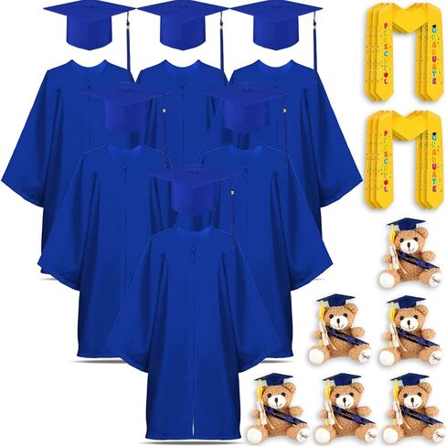 Unittype 24 Pcs Preschool Graduation Gown Graduation Cap with Tassel Graduation Stole Stuff Plush Bear for Kids Children in Saudi Arabia