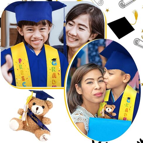 Unittype 24 Pcs Preschool Graduation Gown Graduation Cap with Tassel Graduation Stole Stuff Plush Bear for Kids Children in Saudi Arabia