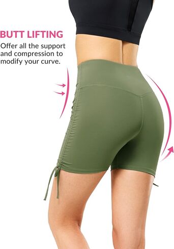 Yvette Lace Up Yoga Shorts for Women Stretch Gym Workout Booty Shorts Tummy Control with Drawstring Fitness Running in Saudi Arabia