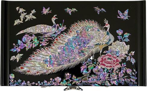 February Mountain Mother of Pearl Jewelry Box with Traditional Mother of Pearl Inlay - Elegant Floral and Butterfly Design for Her in Kuwait