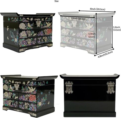 February Mountain Mother of Pearl Jewelry Box with Traditional Mother of Pearl Inlay - Elegant Floral and Butterfly Design for Her in Kuwait