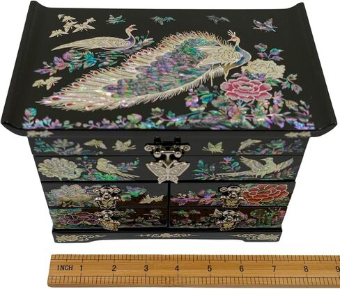 February Mountain Mother of Pearl Jewelry Box with Traditional Mother of Pearl Inlay - Elegant Floral and Butterfly Design for Her in Kuwait