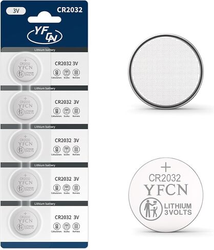 YFCN CR2032 بطارية 3 فولت بطاريات ليثيوم 5 عدد بطاريات CR2032 - CR 2032 بطارية خلية عملة معدنية لـ AirTag، Key Fob، أجهزة التحكم عن بعد - 10 سنوات من العمر الافتراضي in Kuwait