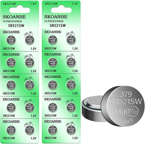 SKOANBE 10PCS SR521SW AG0 LR521 379 1.5v Button Coin Cell Watch Battery in Kuwait