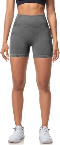 شورت نسائي من WANAYOU لرفع المؤخرة والتمارين الرياضية، شورت عالي الخصر لراكبي الدراجات النارية، شورت رياضي لليوجا بدون خياطة مكشكش in Kuwait