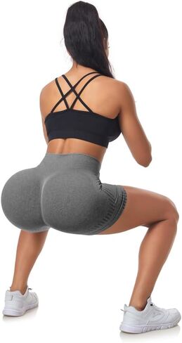 شورت نسائي من WANAYOU لرفع المؤخرة والتمارين الرياضية، شورت عالي الخصر لراكبي الدراجات النارية، شورت رياضي لليوجا بدون خياطة مكشكش in Kuwait