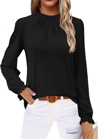 RUBZOOF بلوزات نسائية ذات رقبة وهمية وأكمام طويلة مزهّرة ومتينة غير رسمية موضة خريف 2023 بلوزات وقمصان in Kuwait