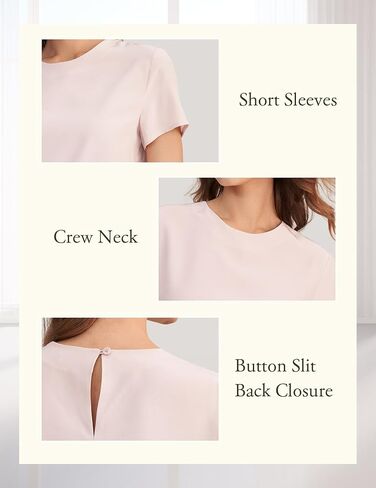 LILYSILK Silk Blouses for Women Short Sleeve 100 Pure Mulberry 22 Momme Ladies Silk Tops Button Slit Back Closure in Kuwait