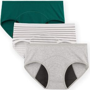 INNERSY Womens Period Underwear Mid Low Waisted Cotton Postpartum Maternity Panties 3 Pack