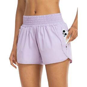 Athletic Shorts for Women with Pockets High Waist Running Workout Shorts Gym Yoga White Summer Shorts in Saudi Arabia