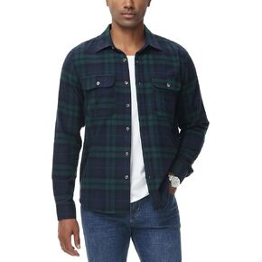 MCEDAR Regular Fit Plaid Flannel Shirts for Men Lightweight Long Sleeve Casual Button Down Shirt